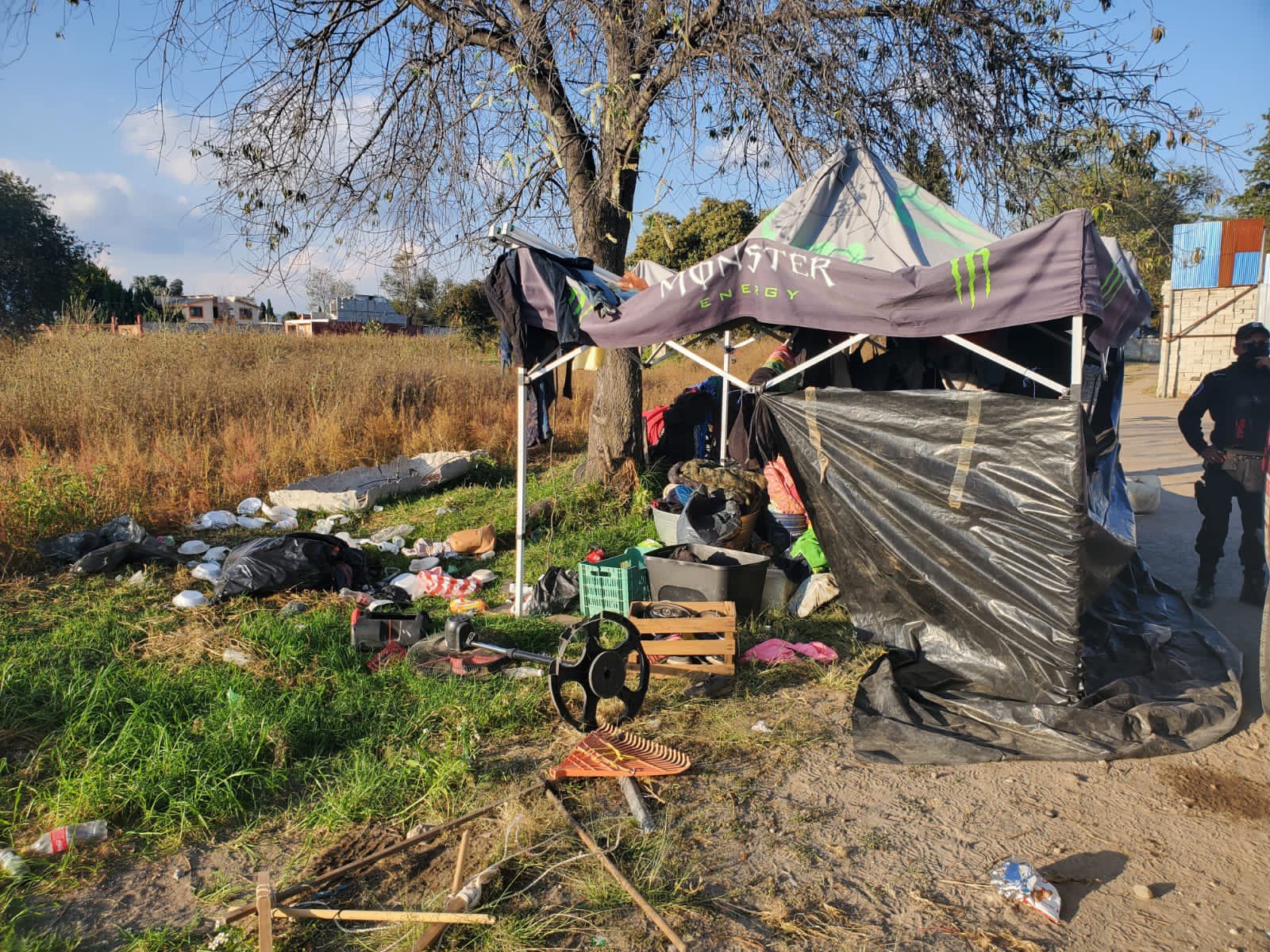 Campamento donde estaban los migrantes detenidos
