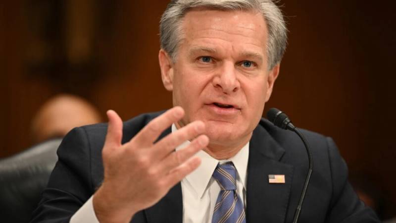 El director del FBI, Christopher Wray, declara ante la Comisión de Seguridad Nacional y Asuntos Gubernamentales del Senado de Estados Unidos. Foto: AFP