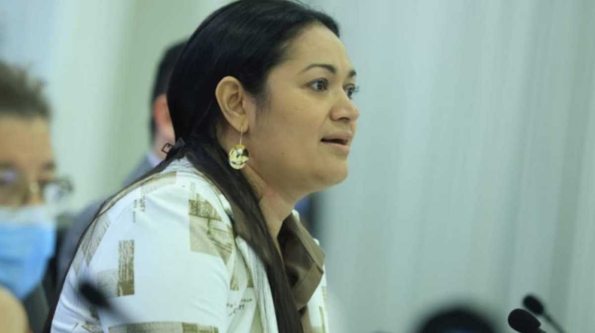 Claudia Juana Rodríguez de Guevara, una colaboradora de Nayib Bukele asume como presidenta interina en El Salvador. Foto: AFP