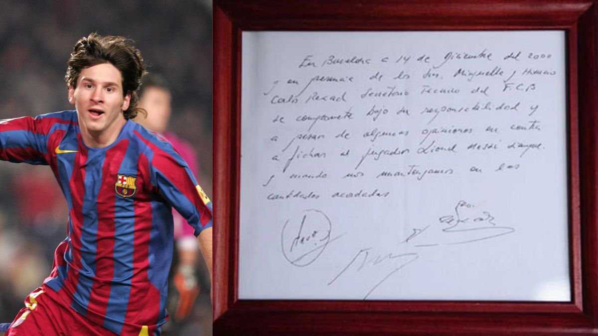 La servilleta en la que se firmó el acuerdo por el que un entonces jovencísimo Lionel Messi fichó por el FC Barcelona saldrá a subasta. Foto: AFP