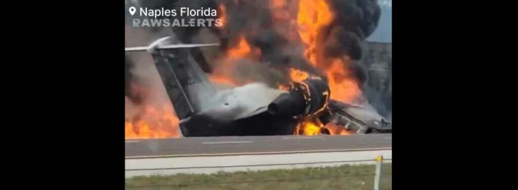 Una avioneta se estrelló en la Interestatal 75 en el condado de Collier, cerca del aeropuerto de Florida, es una aeronave privada. Foto: Captura de Video