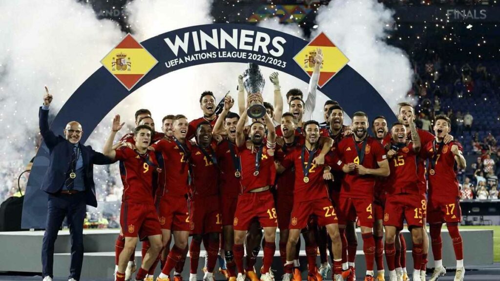 España, vigente campeona de la Liga de Naciones de la UEFA, compartirá el grupo 4 de la división A de la próxima edición. Foto: AFP