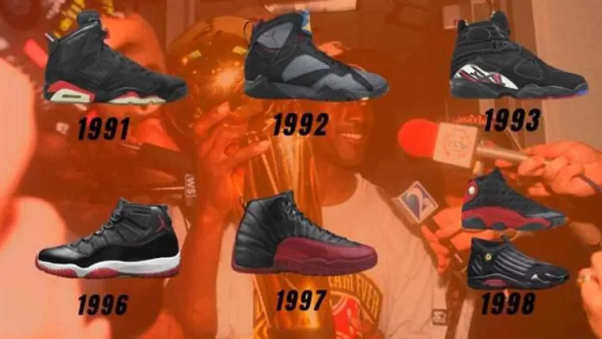 Seis zapatillas Nike Air Jordan que calzó Michael Jordan alcanzaron en subasta 8 millones de dólares un récord. Foto: AFP