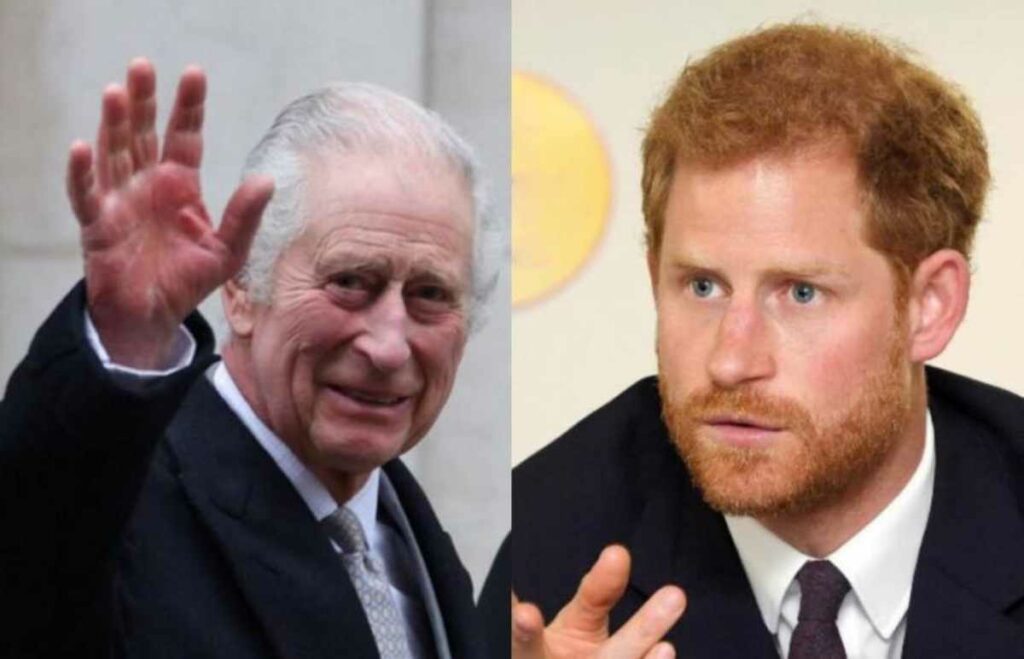 El rey Carlos III y su hijo pequeño, el príncipe Enrique, se encontraban muy cerca y al mismo tiempo muy lejos, estando los dos en Londres. Foto: AFP